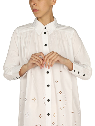 Shop Ganni Organic Cotton Shirt Dress In White