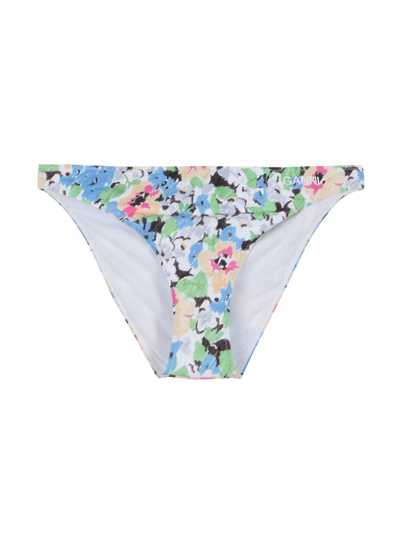 Shop Ganni Floral Pattern Bikini Briefs In Multicolour