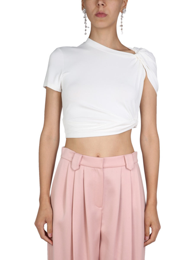 Magda Butrym Cropped Viscose Jersey T-shirt In White | ModeSens