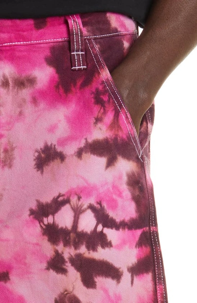 Shop Ami Alexandre Mattiussi Alex Tie Dye Denim Shorts In Pink/ White