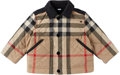 Shop Burberry Baby Beige Renfred Quilted Jacket In Archive Beige Ip Chk