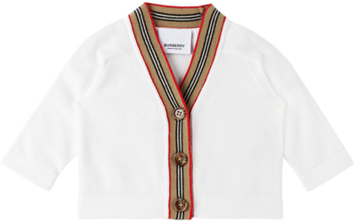 Shop Burberry Baby Off-white Ginny Cardigan In Ivory