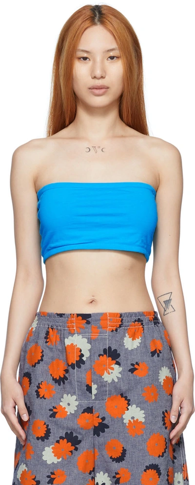 Sunnei Blue Reversible Bandeau In Blue/green/light Blu