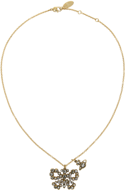 Shop Vivienne Westwood Gold Rosalind Necklace In Antique Gold/gold/bl
