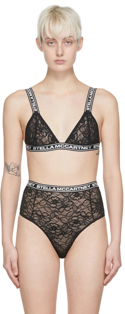 Stella Mccartney Logo Strap Lace Triangle Bra In Black | ModeSens