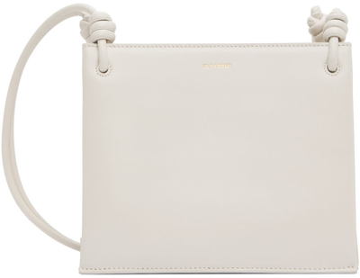 Shop Jil Sander Off-white Calfskin Small Shoulder Bag In 109 Latte