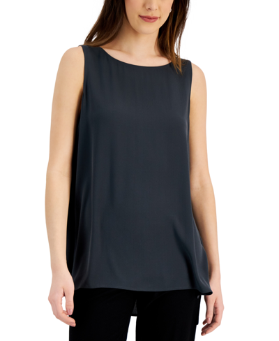 Shop Eileen Fisher Women's Silk Boat-neck Sleeveless Top, Regular & Plus Sizes In Grpht