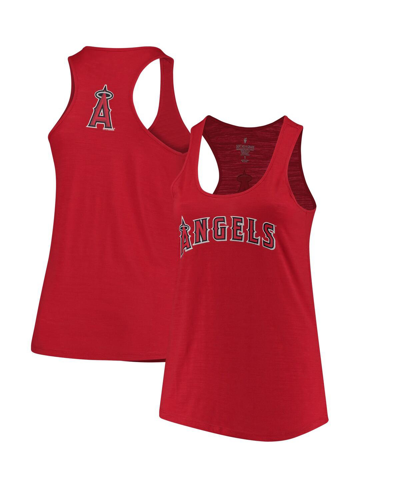 Shop Soft As A Grape Women's  Red Los Angeles Angels Plus Size Swing For The Fences Racerback Tank Top