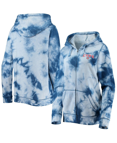 New Era Women's  Royal Chicago Cubs Tie-dye Fleece Full-zip Hoodie In Royal