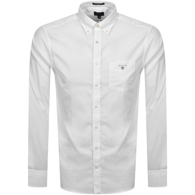 Shop Gant Long Sleeved Broadcloth Regular Shirt White