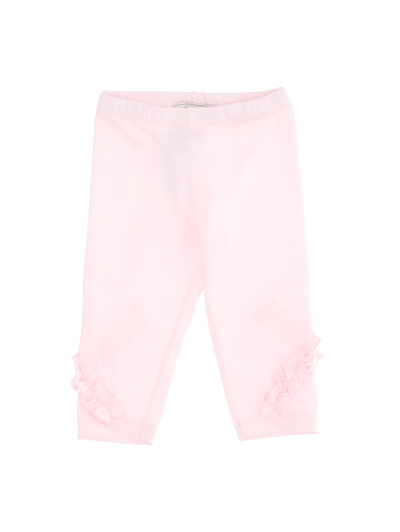 Shop Monnalisa Trimmed Cotton Leggings In Dusty Pink Rose