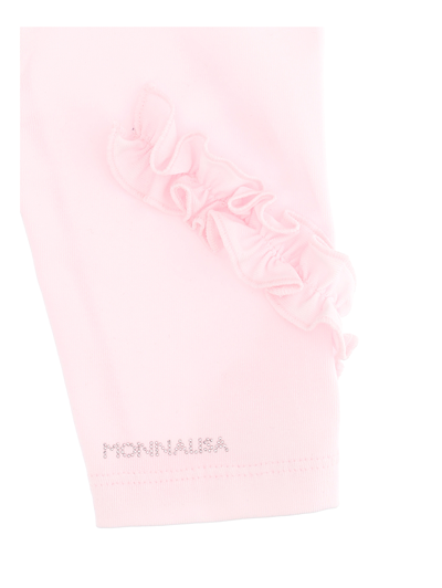 Shop Monnalisa Trimmed Cotton Leggings In Dusty Pink Rose