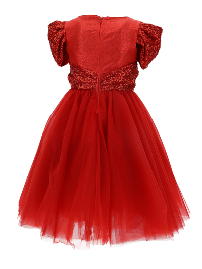 Shop Monnalisa Angel Brocade Dress In Red