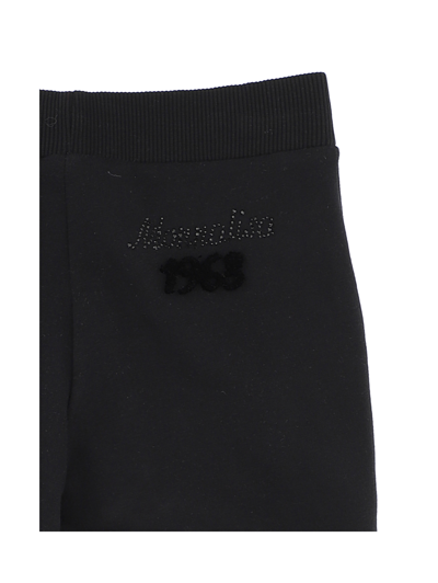 Shop Monnalisa Fleece Logo Joggers With Rhinestones In Black