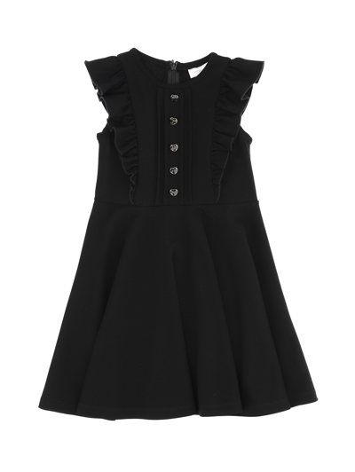 Shop Monnalisa Flared Sleeveless Jersey Dress In Black
