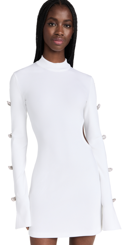 Shop Mach & Mach Cutout Mini Dress With Crystal Bows White