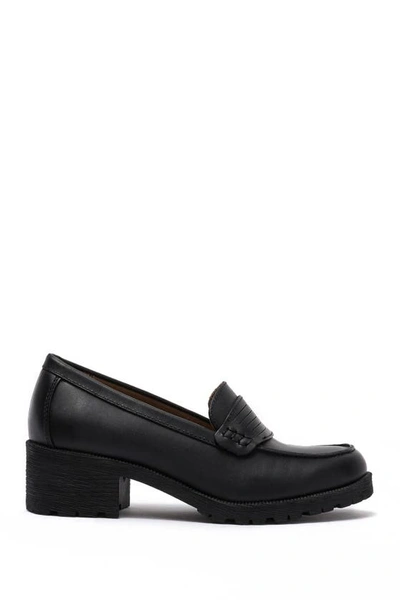 Eastland Newbury Leather Block Heel Loafer In Black