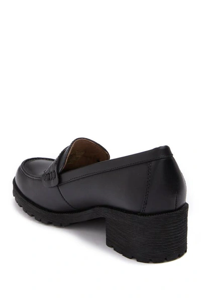 Eastland Newbury Leather Block Heel Loafer In Black
