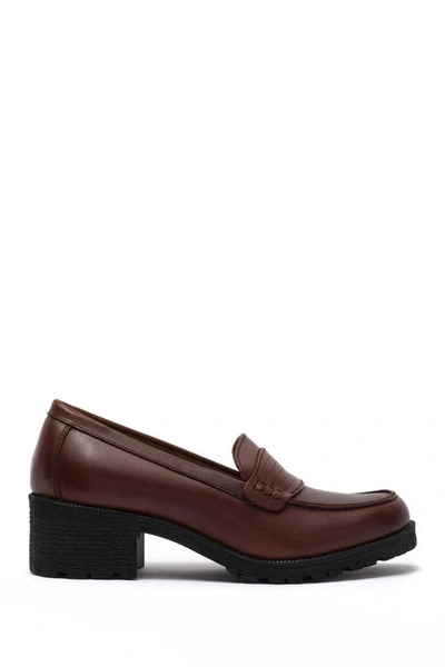 Eastland Newbury Leather Block Heel Loafer In Brown