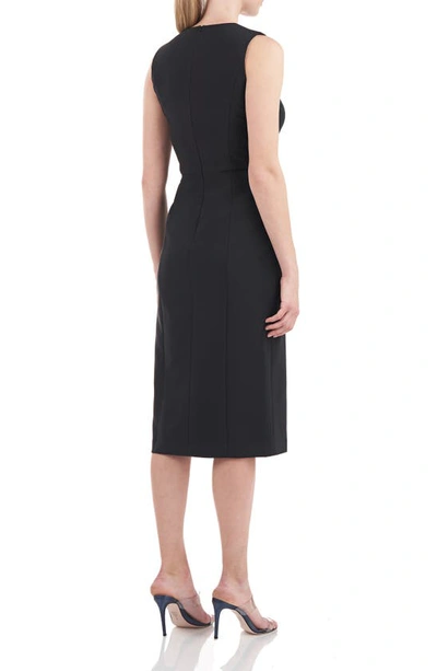 Kay Unger Sleeveless Crepe Dress W/ Drape In Black