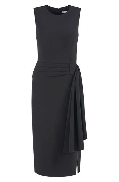 Kay Unger Sleeveless Crepe Dress W/ Drape In Black