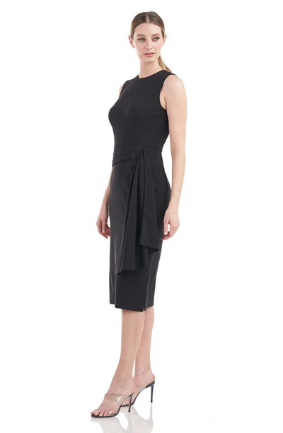 Kay Unger Sleeveless Crepe Dress W/ Drape In Black
