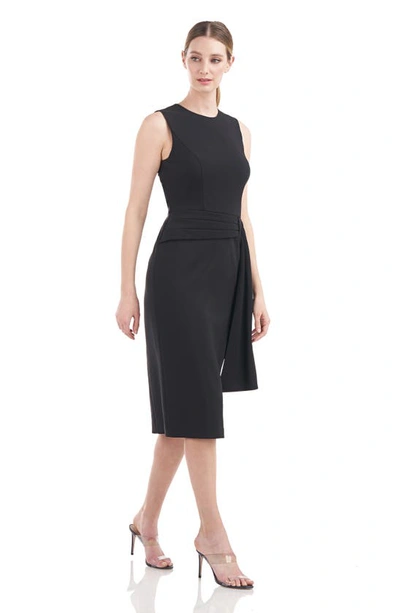 Kay Unger Sleeveless Crepe Dress W/ Drape In Black