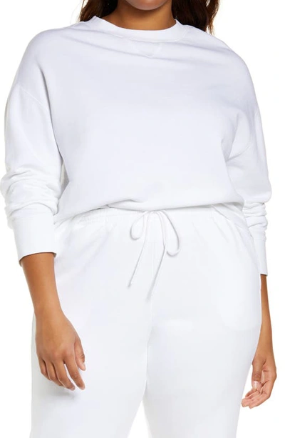 Shop Vince Essential Cotton Sweater In Optic White