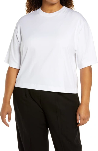 Shop Vince Wide Sleeve Pima Cotton Crop Top In Optic White