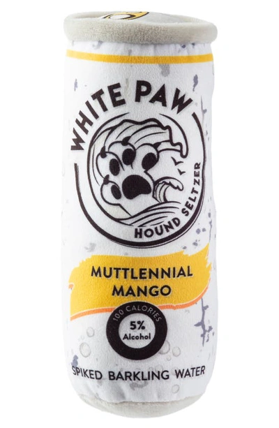 Shop Haute Diggity Dog White Paw Muttlennial Mango Plush Dog Toy In Yellow Multi