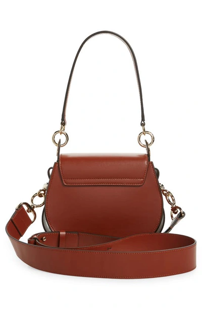 Shop Chloé Small Tess Leather Crossbody Bag In Sepia Brown