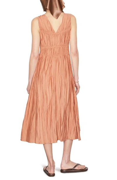 Shop Frame Cinched Waist Crinkle Midi Dress In Terracotta
