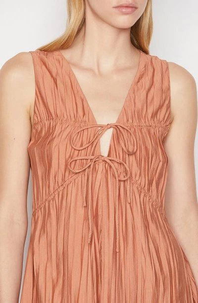 Shop Frame Cinched Waist Crinkle Midi Dress In Terracotta