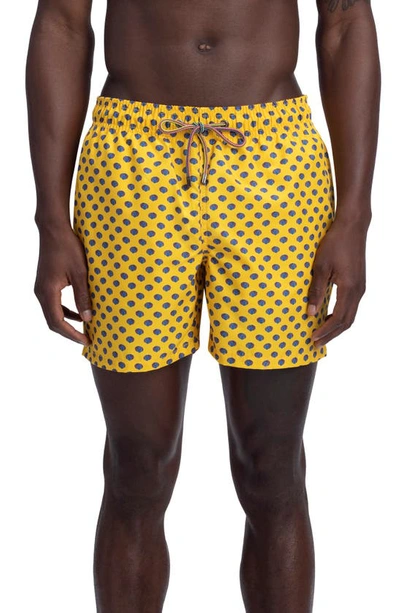 Shop Bugatchi Seashell Print Swim Trunks In Lemon