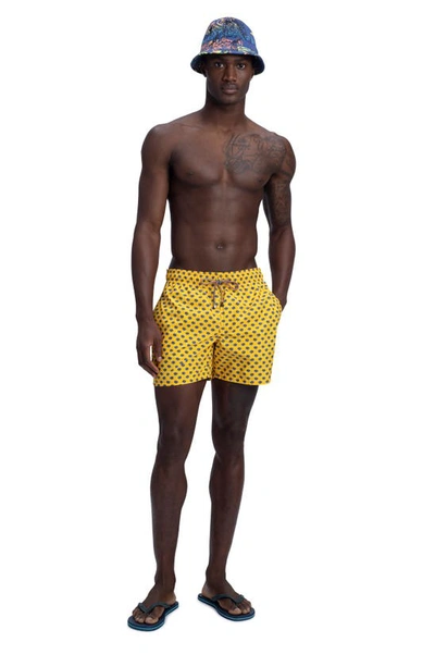 Bugatchi Seashell Print Swim Trunks In Lemon