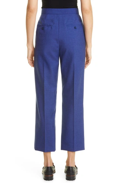 Shop Max Mara Erasmo Stretch Virgin Wool Ankle Pants In Avio