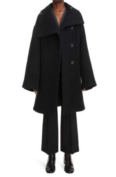 Shop Acne Studios Oschelle Boiled Wool Blend Overcoat In Black
