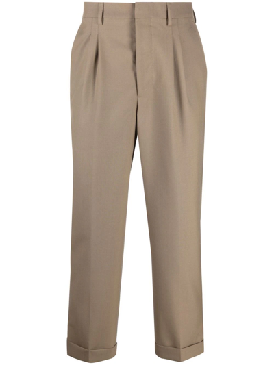 Shop Ami Alexandre Mattiussi Tapered Cropped Trousers In Brown