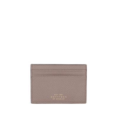 Shop Smythson Flat Card Holder In Panama In Taupe