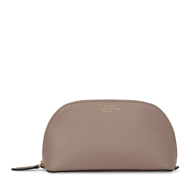 Shop Smythson Cosmetic Case In Panama In Taupe