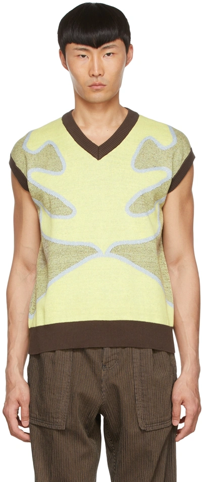 Lukhanyo Mdingi Yellow Cotton Vest In Ylw/brwn/bl