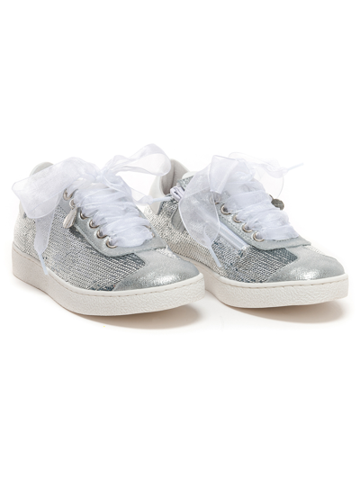 Shop Monnalisa Sequin Sneakers In Silver