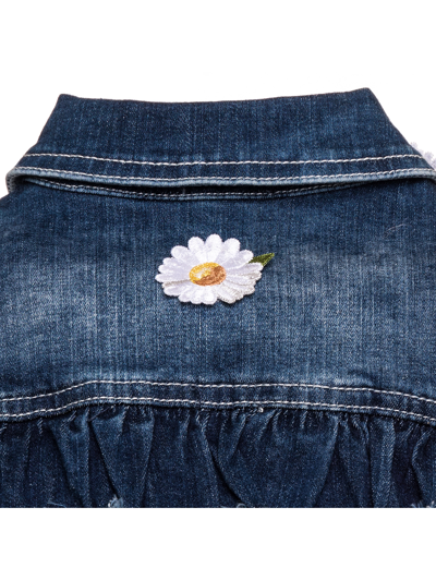 Shop Monnalisa Embroidered Jeans Jacket In Blu Stone Denim