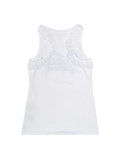 Shop Monnalisa Ruffled Top With Lurex Lettering In White + Bright Green