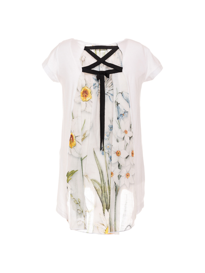 MONNALISA MONNALISA  FLARED T-SHIRT WITH FLOWER INSERTS 