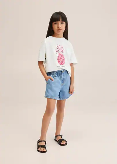 Shop Mango Pineapple Printed Cotton T-shirt Off White