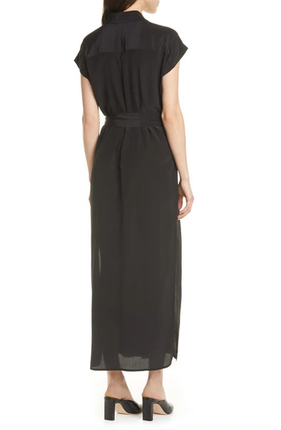 Shop Club Monaco Danielle Silk Maxi Shirtdress In Black