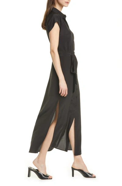 Shop Club Monaco Danielle Silk Maxi Shirtdress In Black