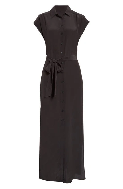 Shop Club Monaco Danielle Silk Maxi Shirtdress In Black