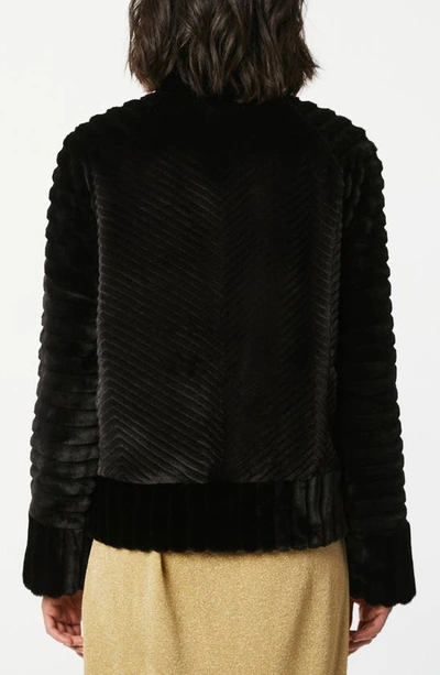 Shop Bernardo Textured Faux Fur Jacket In Black